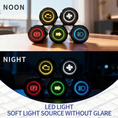 2Pcs 8MM 12V-24V LED Indicator Light with 180 Changeable Symbols, IP67 Waterproof, Pre-Wired Customizable Pilot Dash Directional Warning Lights for Car Truck Boat Marine RV Off-Road(Red) - Image 5