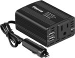 150W Power Inverter 12V DC to 110V AC Car Plug Adapter Outlet Converter with 3.1A Dual USB AC car Charger for Laptop Computer Black - Image 8