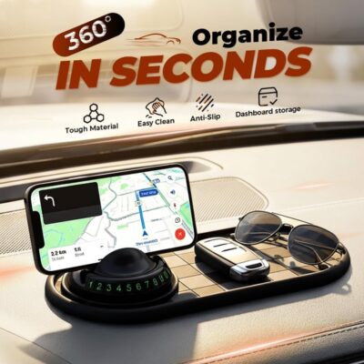 Mobile Phone Bracket Anti-Slip Mat, Car Anti Slip Mat Phone Holder for Dashboard, Multifunction Car Dashboard Mat with Temporary Parking Number for Phones, Sunglasses and Keys Gadget (Black Brown) - Image 2