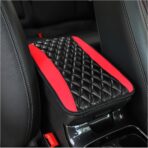 Moly Magnolia Car Center Console Cushion Pad, Universal Leather Waterproof Armrest Seat Box Cover Protector,Comfortable Car Decor Accessories Fit for Most Cars, Vehicles, SUVs (Red)