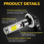 AUXLIGHT 881 889 886 894 862 896 898 LED Fog Light Bulbs 6000K Xenon White, Super Bright High Power COB Chips LED Fog Daytime Running Lights DRL Bulbs Replacement for Cars, Trucks (Pack of 2) - Image 2