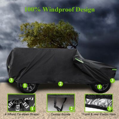Waterproof Cover for Jeep Wrangler JK JL CJ YJ TJ 4 Door 1987-2026 Outdoor Sun Rain Wind Snow Protection Dustproof Covers with Driver Door Zipper Black - Image 5