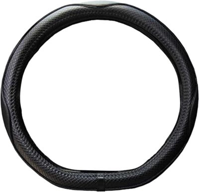 D Shape Steering Wheel Cover 14 inch 36cm for Tesla Model 3 / Y, for Camaro Small D Type Cars and Racing Game Microfiber Leather (Black) - Image 5