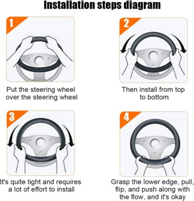 Carbon Fiber Car Steering Wheel Cover, Leather Breathable Automotive Wheel Protector, 15 Inch Anti-Slip Vehicle Interior Steering Accessories, Universal for SUV Truck Sedan (Black) - Image 4