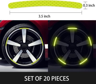 20Pcs Car Wheel Hub Reflective Sticker,Reflective PVC Wheel Eyebrow Stickers, Night Safety Warning, Anti-Scratch, Waterproof, Outdoor Use - Image 6
