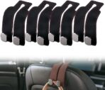 Fauppt Headrest Hooks for Car Car Seat Hooks for Headrest,2026 Hooks for Purses and Bags Cute Car Purse Holder,Twinhook Leather Car Headrest Hangers Seat Back Organizers for Travel (Black*4)