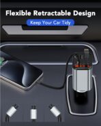 84W Upgraded Retractable Car Charger Adapter for iPhone 17,4 in 1 Fast Charging Car Phone Charger,USB C Car Truck Accessories,Road Trip Essentials Gift for Men for iPhone 17/16/15,Galaxy S26,Pixel 10 - Image 7