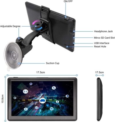 GPS Navigator for Car with Latest 2026 Map Free Update, 7" Car GPS Navigation System for Truck Commercial Drivers, with Voice Turn Guidance, Red Light Speedcam Warning, POI/Zip Search, 7 Vehicles, FM - Image 9