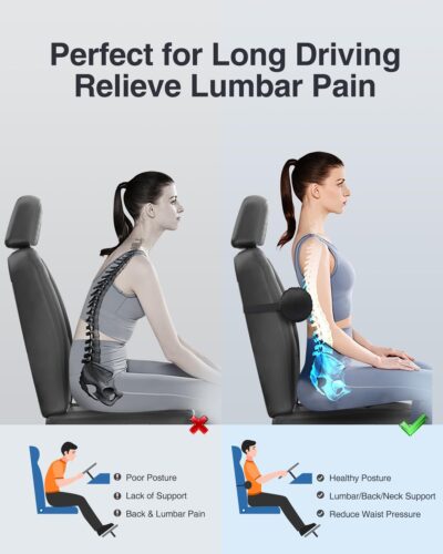 Luxtude Inflatable Lumbar Pillow for Airplane Travel, Inflatable Lumbar Support Pillow for Car & Office Chair, Neck Roll Pillows for Lower Back Pain Relief, Travel Back Support Neck Pillows - Image 2