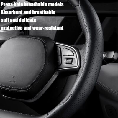 LoyaForba Car Steering Wheel Cover, Universal 15 Inch Leather Segmented Auto Steering Wheel Protector, Anti-Slip and Soft Breathable, Car Interior Accessories for Most Vehicle, SUV, Truck (Black) - Image 5
