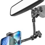 Rearview Mirror Phone Holder for Car - [Metal Arm Clip] Cell Phone Holders for Your Car Mount Automobile Hands Free Cradle Rear View Mirror for iPhone Air 17 16 15 14 13 Pro Max, Galaxy, 4-7" Phones