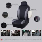 CAR PASS Line Rider Sporty Cloth 11PCS Universal Fit Car Seat Cover -100% Breathable with 5mm Composite Sponge Inside,Airbag Compatible,3zipper Bench(Full Set, Black and Gray) - Image 3