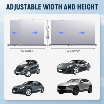 Automatic Retractable Car Sunshade, 2025 Upgrade Adjustable Auto Sunshades, Suction Cup Sunshade for Various Models, UV Rays Blocker for Drivers, Foldable 27x53inch (1Set) - Image 2