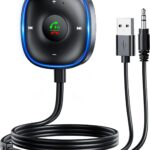 Bluetooth 5.3 Aux Car Adapter, SONRU Bluetooth Receiver for Car [Dual Connection & Mic Noise Cancellation], Aux Adapter with Plug-and-Play for Music/Hands-Free Calls/Stereo Audio