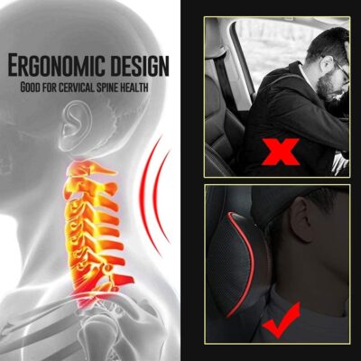Car Leather Neck Pillows, Neck Rest Cushions,100% Memory Foam Cervical Support, Comfortable Travel car Seats and Home Office Soft Pillows, Black a Set (2 pcs) - Image 5