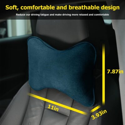 Car Headrest Pillow, Soft Comfortable Breathable Memory Foam Ergonomic Design Automotive Neck Pillow Cushion with Adjustable Strap for Neck Pain Pressure Relief, Universal Fit（Blue） - Image 2