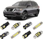 White Interior LED Lights Kit for Nissan Pathfinder 2013 2014 2015 2016 2017 2018 2019 2020 Super Bright 6000K Interior LED Bulbs Package + License Plate Lights and Install Tool