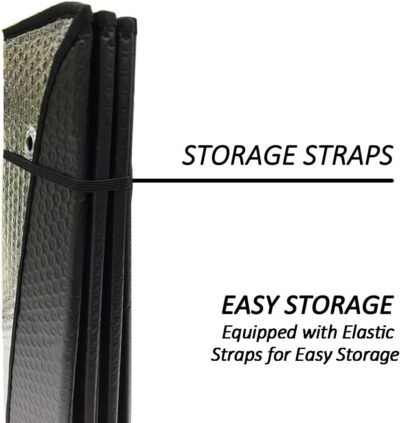 Big Hippo Front Car Sun Shade Windshield, Jumbo/Standard Sunshade Keeps Vehicle Cool UV Ray Sun Visor Protector Sunshades - Easy to Use Folding Sun Shade - Silver/Black Sides(Size: 55.16 X 27.5inch) - Image 3