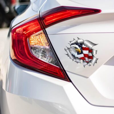 2 Pack American Bald Eagle Car Decal Sticker, 5.91X5.51 Inch Patriotic Eagle Truck Decal Waterproof Bumper Sticker for Car Truck Trailer SUV Van Outdoor Window Wall Laptop Tablet Glass (Number 3) - Image 3