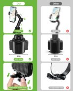 2025 Upgraded Cup Phone Holder for Car, Universal No Shaking Cup Holder Phone Mount with Expandable Base for Car Truck, Adjustable Holders,Compatible with iPhone Samsung All Phones: 1 Pack - Image 3