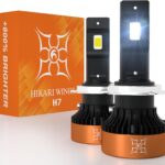 HIKARI WINGS H7 LED Fog light, 50000LM Pure White 6000K LED Bulbs, Plug & Play IP68 Waterproof Pack of 2