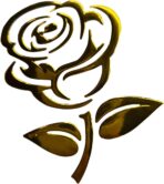 3D Rose Car Sticker Decal, Waterproof PVC Auto Bumper Stickers, 3.9'' × 3.1'' Cute Flower Car Window Decals, Vehicle Exterior Decoration Accessories for Wall, Mirror, Laptop (Gold)