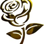 3D Rose Car Sticker Decal, Waterproof PVC Auto Bumper Stickers, 3.9'' × 3.1'' Cute Flower Car Window Decals, Vehicle Exterior Decoration Accessories for Wall, Mirror, Laptop (Gold)