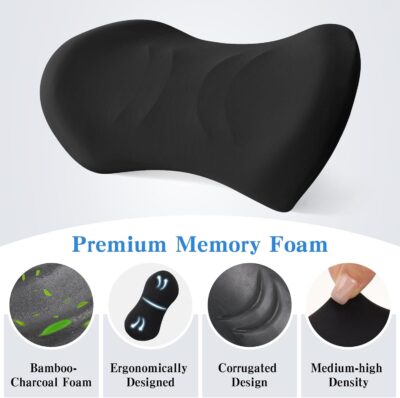 Lumbar Support Pillow for Office Chair and Car - Ergonomic Memory Foam Back Support Cushion for Automotive Seat, Desk Chair, and Recliner (Black) - Image 4