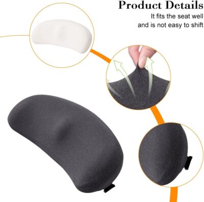 Car Lumbar Support Pillow, Memory Foam Comfortable Vehicle Seat Cushion for Driving, Sciatica Tailbone Pain Relief Driver Seat Pad, Universal Automotive Accessories (Dark Grey) - Image 3