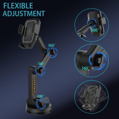 Topsolar Phone Mount for Truck Phone Holder for Truck - Heavy Duty Super Suction Cup, Mobile Device Holder Dashboard Window 16.9 inch Long Arm & Stable, iPhone & Samsung Compatible, Semi Trucker - Image 2