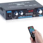 AK35 Bluetooth 5.0 Stereo Amplifier, 2.0 Channel Mini Audio Receiver, 30Wx2 Home HiFi Audio Amp with Bass/Treble Control for Home Theater, TV, Speakers, Car