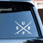 Black/Sliver Surf Sticker Creative Decal Vinyl Car Styling Accessories Auto Car Window Bumper Decal S149 (White) - Image 2