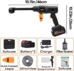 Portable Cordless Pressure Washer, 40000 mAh Battery Powered Pressure Washer with 2 Rechargeable 4.0AH Batteries and 6-in-1 Nozzle for Car Floor Wall Fence Cleaning Garden Watering - Image 7