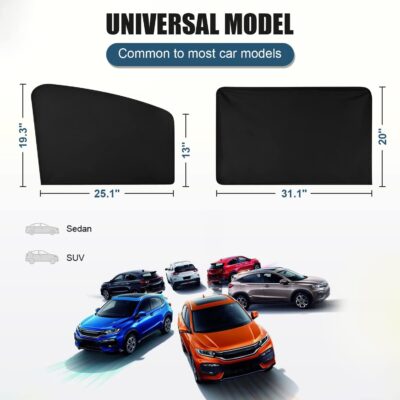 Car Side Window Sun Shades, 4 Pcs Magnet + Velcro Reinforcement Universal UV Protection Blackout Privacy Car Curtains for Family, Baby, Kids, Camping - Image 6