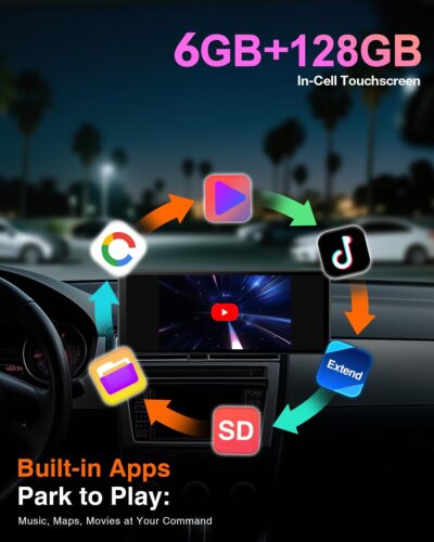 10.25″ CarPlay Screen for Car Dash Cam, Android Auto Screen with Apps, Dual HD Cam & Backup Camera, Portable 6GB+128GB Car Tablet with Wireless Apple CarPlay & Android Auto, Bluetooth for All vehicles - Image 6