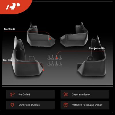 A-Premium Set of 4PCS Mud Flaps Splash Guards Mudguards Mudflaps Compatible with Honda Civic 2017 2018 2019 2020 2021, Hatchback, Front and Rear (Driver & Passenger Sides) - Image 3