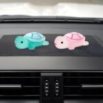 2PCS Cute Tortoise Car Dashboard Ornament, Luminous Turtle Auto Rear View Accessories, Mini Resin Figurine Center Console Decoration for Car Interior, Home, Desk, Garden (Blue Green/Pink)