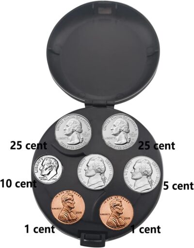 MUDOR Portable Coin Organizer, Car Change Holder, Pocket Coin Case for Penny, Nickel, Dime, Quarter Storage (Black) - Image 2