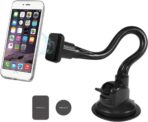 Macally Windshield Phone Mount for Car Magnetic - Suction Cup Window Mount Phone Holder with 8" Long Gooseneck Arm & Super Strong Magnet Mount for Smartphone and iPhone