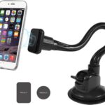 Macally Windshield Phone Mount for Car Magnetic - Suction Cup Window Mount Phone Holder with 8" Long Gooseneck Arm & Super Strong Magnet Mount for Smartphone and iPhone