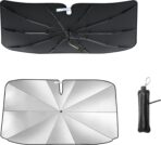 Windshield Sun Shade Umbrella, Portable Foldable, Spring Structure Wind Shield, Front Window Sunshade, Protect from Sun Rays Car Windshield, for Men (57'' x 31.5'')