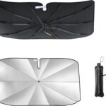 Windshield Sun Shade Umbrella, Portable Foldable, Spring Structure Wind Shield, Front Window Sunshade, Protect from Sun Rays Car Windshield, for Men (57'' x 31.5'')