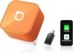 OTTOCAST 2026 New Mini Slim Orange, 2-in-1 Wireless CarPlay Adapter & Android Auto Adapter, Plug & Play Wireless Carplay Dongle, 5s Auto-Connect, Mini Cube for Factory Wired Cars, iPhone & Android