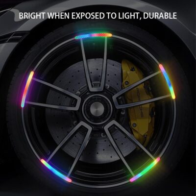 20Pcs Car Wheel Hub Reflective Sticker,Reflective PVC Wheel Eyebrow Stickers, Night Safety Warning, Anti-Scratch, Waterproof, Outdoor Use - Image 2