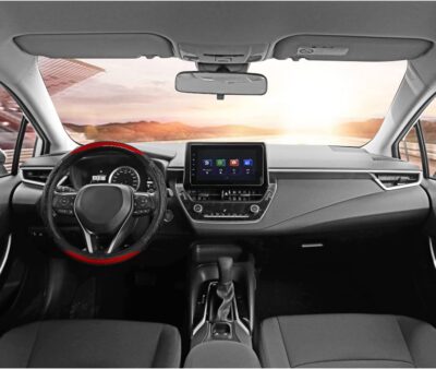 GIANT PANDA Steering Wheel Cover for Toyota, Auto Car Steering Wheel Cover for Toyota Highlander Rav4 Corolla Camry,Standard Size - Red - Image 3