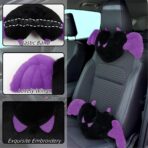Sexysamba 2 Pcs Heart Shaped Car Headrest Pillow Devil & Angel Wings Neck Pillow Cute Car Seat Decor Neck Support Cushions for Travel Sleeping, Driving, Home, Office, Purple Devil - Image 4