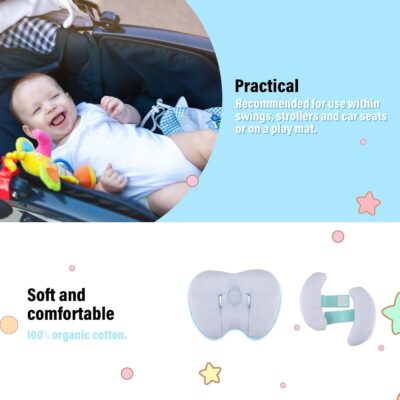 Upgraded 2 in 1 Baby Travel Pillow, Adjustable Banana Shape Baby Neck Head Support Piloow Stroller Insert Cushion for 4 Months Up Kids, Toddler, Blue - Image 7