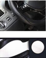 D Shape Steering Wheel Cover 14 inch 36cm for Tesla Model 3 / Y, for Camaro Small D Type Cars and Racing Game Microfiber Leather (Black) - Image 7
