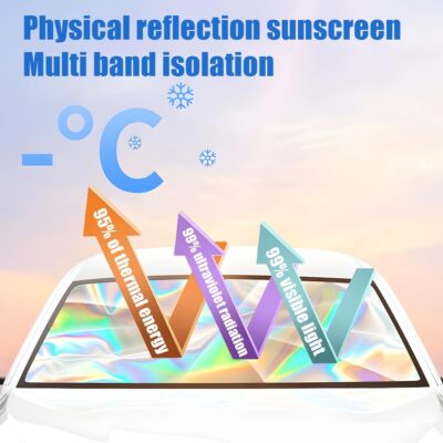 Car Windshield Sun Shade Umbrella, Foldable Automotive Sunshade Cover for Block UV Rays & Heat, Vehicle Interior Front Window Protector Accessories, Universal for Vehicles (Folding Handle) - Image 3