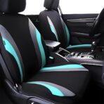 AUCELI Car Seat Covers Full Set, Breathable Front and Rear Seat Covers with 2mm Composite Sponge Inside, Premium Cloth Automotive Seat Cushion Protectors Covers for Most Cars (Green) - Image 2